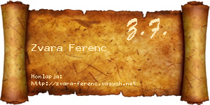 Zvara Ferenc névjegykártya